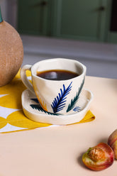 Alamkari India Ceramic Leafy Design Cup & Saucer Set