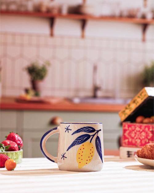 Alamkari India Ceramic Lemon Grove Ceramic Mug