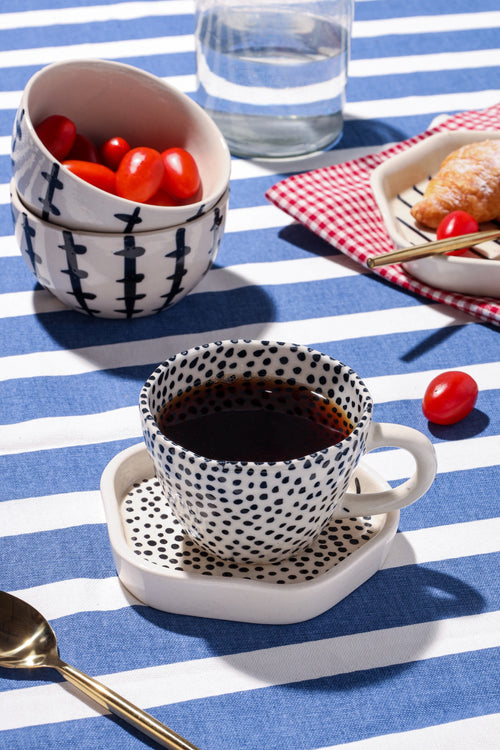 Alamkari India Ceramic Polka Dots Cup & Saucer Set