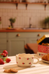 Alamkari India Ceramic Scalloped Edge Cherry Blossom Cup