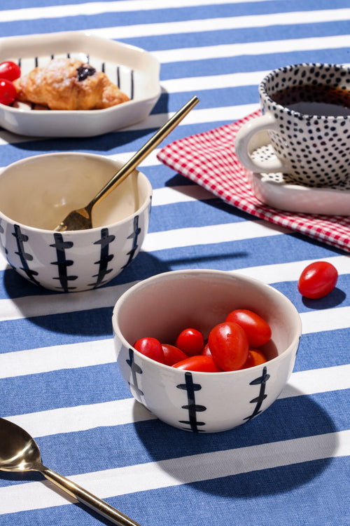 Alamkari India Ceramic Stroke Black Soup Bowl - Set of 2