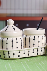 Alamkari India Ceramic Thread Design Pickle Jar Set 2
