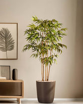 Alamkari India Fabric Artificial Bamboo Plant in Black Pot (150 cm)