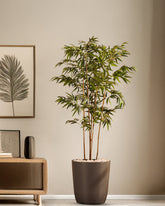 Alamkari India Fabric Artificial Bamboo Plant in Black Pot (180 cm)