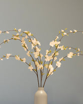 Alamkari India Fabric Artificial Cherry Blossom Flower Stick (100 cm, White)