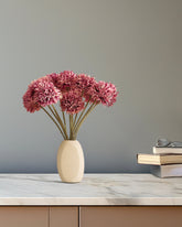 Alamkari India Fabric Artificial Chrysanthemum Flower Sticks (6 Sticks, 45 cm, Purple)