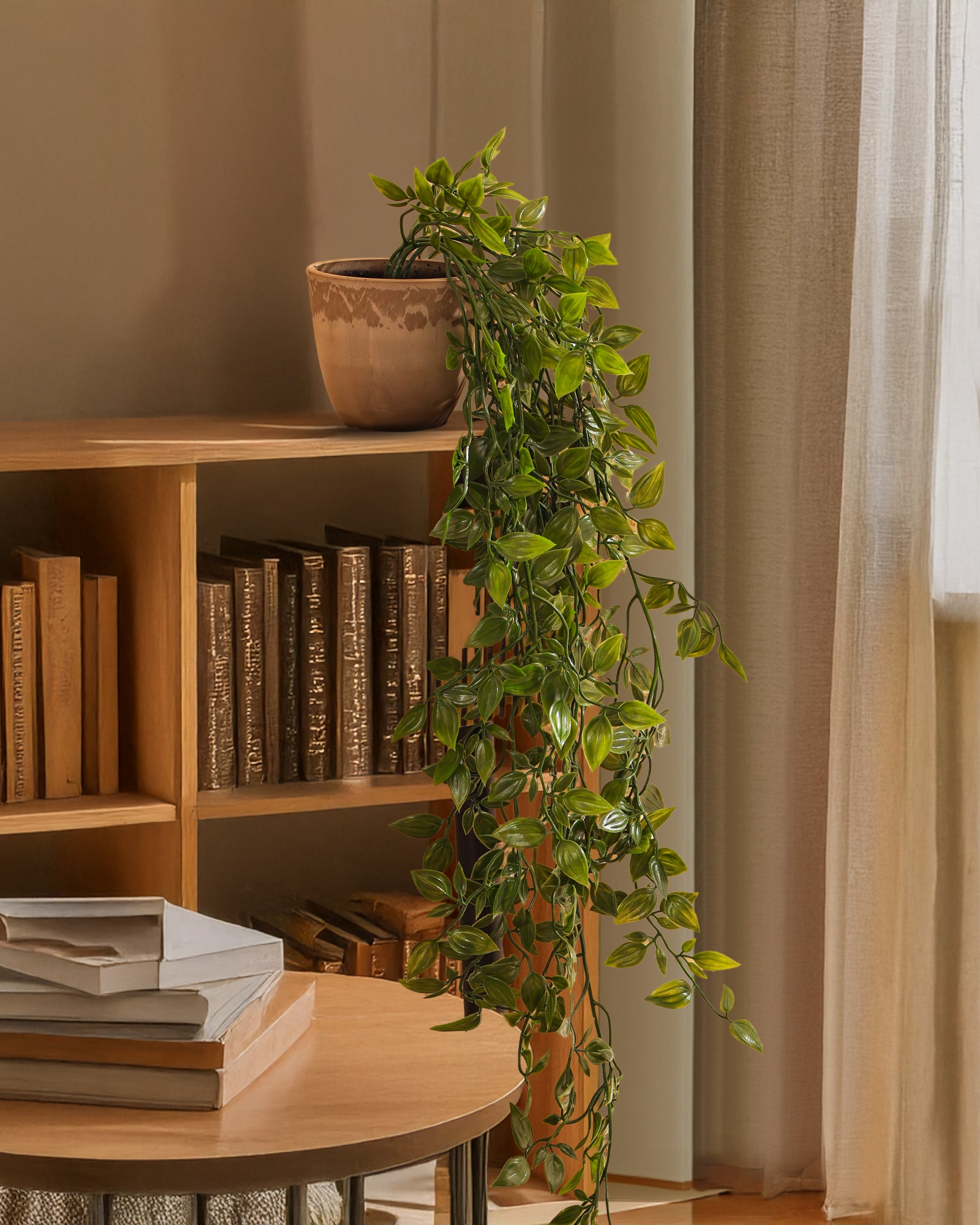 indoor hanging plants india Artificial Hanging Potted Plants (Set of 2) – 95 cm Lush Greenery – Alamkari