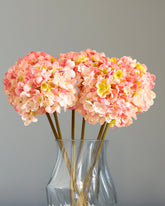 Alamkari India Fabric Artificial Hydrangea Flower Sticks (3 Sticks, 50 cm, Light Pink)