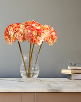 Alamkari India Fabric Artificial Hydrangea Flower Sticks (3 Sticks, 50 cm, Pink)