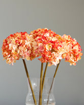 Alamkari India Fabric Artificial Hydrangea Flower Sticks (3 Sticks, 50 cm, Pink)