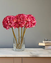 Alamkari India Fabric Artificial Hydrangea Flower Sticks (3 Sticks, 50 cm, Purple)