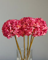 Alamkari India Fabric Artificial Hydrangea Flower Sticks (3 Sticks, 50 cm, Purple)