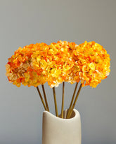 Alamkari India Fabric Artificial Hydrangea Flower Sticks (3 Sticks, 50 cm, Yellow)