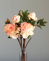 Alamkari India Fabric Artificial Peony Flower Spray (65 cm, Pink)