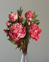 Alamkari India Fabric Artificial Peony Flower Spray (65 cm, Purple)