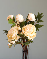 Alamkari India Fabric Artificial Peony Flower Spray (65 cm, White)