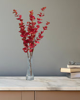 Alamkari India Fabric Artificial Red Eucalyptus Sticks (3 Sticks, 80 cm)