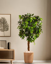 Alamkari India Fabric & Plastic Artificial Ficus Plant in Black Pot (150 cm)