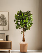Alamkari India Fabric & Plastic Artificial Ficus Plant in Black Pot (180 cm)