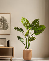 Alamkari India Fabric & Plastic Artificial Monstera Plant in Black Pot (90 cm)