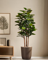 Alamkari India Fabric & Plastic Artificial Rubber Tree in Black Pot (150 cm)