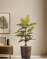 Alamkari India Fabric & Plastic Artifiical Areca Palm Plant in Black Pot (120 cm)