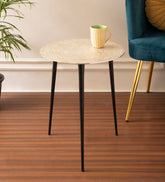 Alamkari India Iron / Metal Embossed Silver Round Metal Side Table