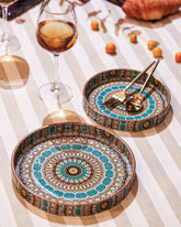 Alamkari India MDF Wood Bohemian Harmony Serving Tray Set