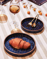 Alamkari India MDF Wood Geometric Pattern Serving Tray Set