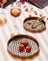 Alamkari India MDF Wood Greek Key Pattern Serving Tray Set