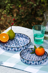 Alamkari India MDF Wood Ikat Print Wooden Enamel Tray - Set of 2