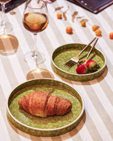 Alamkari India MDF Wood Olive Leaf Serving Tray Set