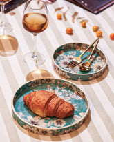 Alamkari India MDF Wood Vintage Floral Serving Tray Set