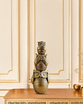 Alamkari India Polyresin Decorative Golden Ornate Three Wise Owls Figurine