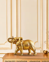 Alamkari India Polyresin Decorative Golden Polyresin Elephant Figurine (Large)