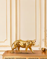 Alamkari India Polyresin Decorative Golden Polyresin Leopard Figurine (Large)