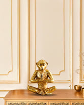 Alamkari India Polyresin Decorative Golden Polyresin Meditating Monkey Figurine