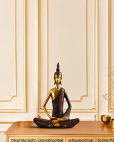 Alamkari India Polyresin Decorative Modern Golden Brown Meditating Buddha Showpiece
