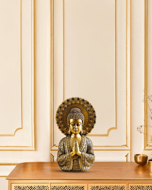 Alamkari India Polyresin Decorative Serene Buddha Statue, 24 cm
