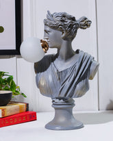 Alamkari India Polyresin Grey Resin Lady Sculpture Lamp