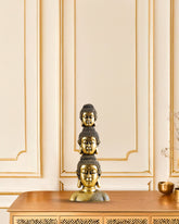 Alamkari India Polyresin Ornate Golden Polyresin Buddha Heads Showpiece