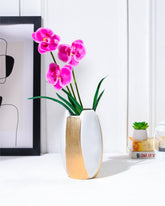 Alamkari India Polyresin White Modern Curve Vase