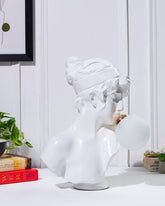 Alamkari India Polyresin White Resin Lady Sculpture Lamp