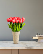 Alamkari India Polyurethane Artificial Tulip Flower Sticks (5 Sticks, 50 cm, Pink)