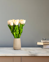 Alamkari India Polyurethane Artificial Tulip Flower Sticks (5 Sticks, 50 cm, White)