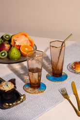 Alamkari India Resin Glossy Resin Art Coasters - Set of 2