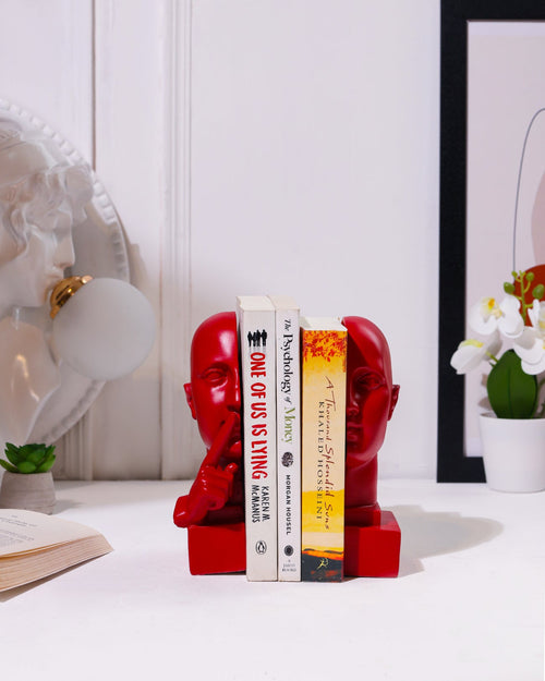 Alamkari India resin The Secret Keeper Red Face Bookend