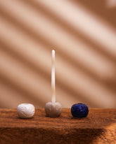 Alamkari India Smiling Face Ceramic Candle Holder Set