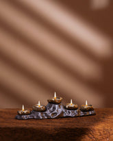 Alamkari India Stone Metal Rustic Metal Tealight Candle Holder