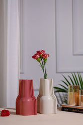 Alamkari India Wings stripped Ceramic Vase - set of 2